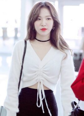 White Crop Sweater With Lace | Wendy - Red Velvet