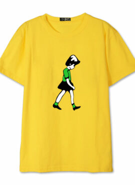 Yellow Cartoon Girl Print T-Shirt | Mark - NCT