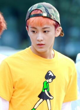 Yellow Cartoon Girl Print T-Shirt | Mark - NCT