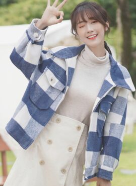 Blue Checkerd Flannel Design Jacket