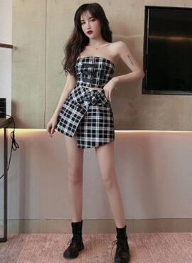 Black And White Plaid Skirt | Jennie - BlackPink