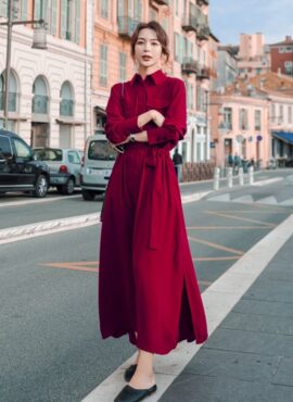 Red Long Sleeve Dress | Jihyo – Twice