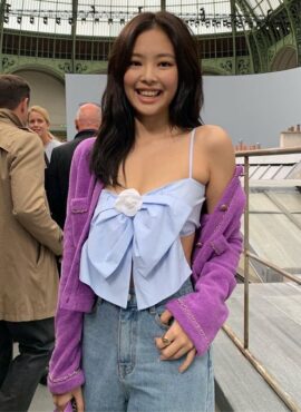 Sky Blue Big Ribbon Crop Top | Jennie - BlackPink