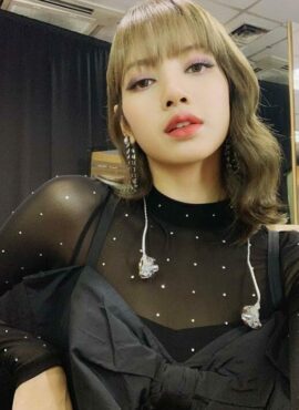 Black Rhinestone Bottoming See-through Top | Lisa- BlackPink