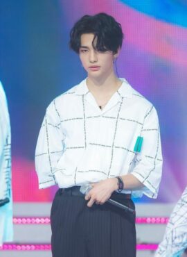 Lettered Long Sleeve Polo Shirt | Hyunjin - Stray Kids