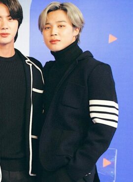 Blue Tri-button with Multiple Stripes Oversize Suit | Jimin – BTS