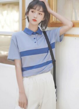 Blue Collared Short Sleeve Polo Shirt