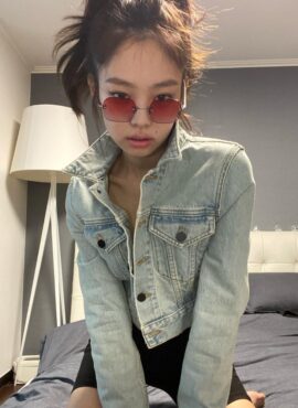 Blue Cropped Denim Jacket | Jennie - BlackPink