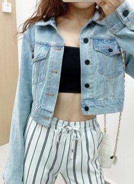 Blue Cropped Denim Jacket | Jennie - BlackPink