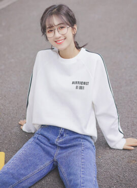 White Striped Difficult Sweatshirt