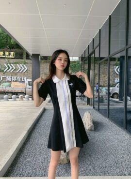 Black And White Tennis Shirt Dress | Joy - Red Velvet