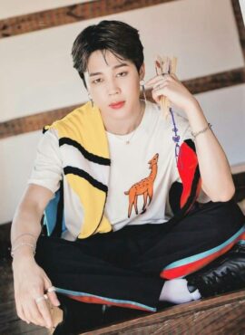 White Deer Printed T-Shirt | Jimin - BTS