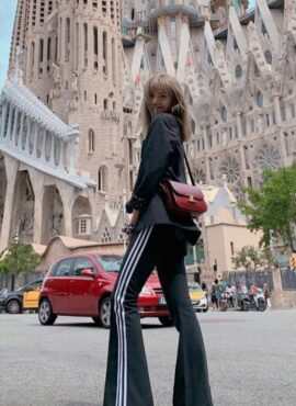 Black Flared Track Pants | Lisa - BlackPink