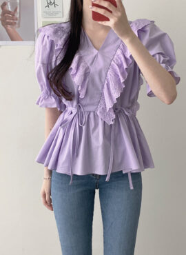 Lilac Ruffled Lace Blouse | Shuhua - (G)I-DLE