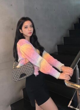 Multicolored Rainbow Dye Cropped Cardigan | Jisoo - BlackPink