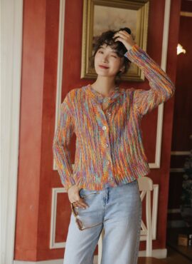 Orange Rainbow Knit Cardigan | Wheein - Mamamoo