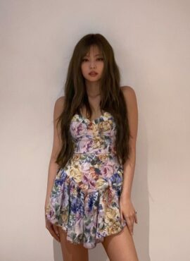 Lilac Bustier Corset Style Floral Dress | Jennie - BlackPink