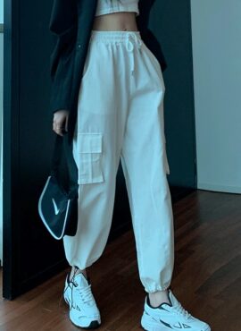 White Cargo Jogger Pants | Momo - Twice