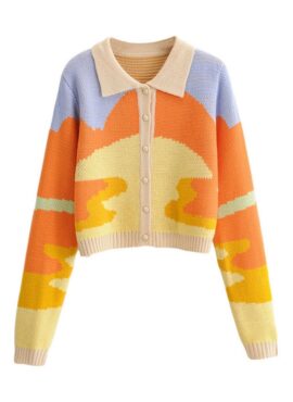 Orange Retro Style Painted Cardigan | Lisa - BlackPink