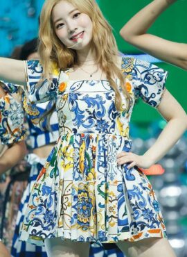 Blue Abstract Print Mini Dress | Dahyun - Twice