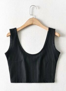 Black Stripe Pattern Sleeveless Sport Top | Jennie - BlackPink