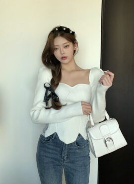 White Irregular Hem Lace Top | Jisoo - BlackPink