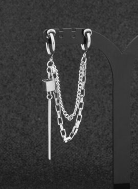 Silver Double Clip-On Chain Earring | J-Hope - BTS