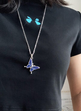 Blue Temperature Butterfly Necklace | Rose - BlackPink