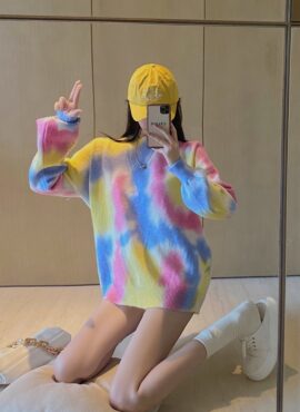 Multicolored Tricolor Tie-Dye Sweater | Kim Lip - Loona