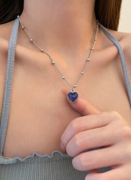 Blue Color-Changing Heart Necklace | Taehyung - BTS