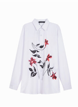 White Floral Print Shirt | Jaemin - NCT