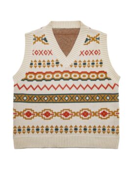 Beige Ethnic Pattern Vest | Mia - Everglow