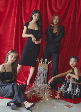 Black Sweetheart Neckline Dress | Solar - Mamamoo