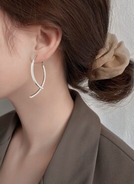 Silver Curved Stick Drop Earrings | Jimin - BTS