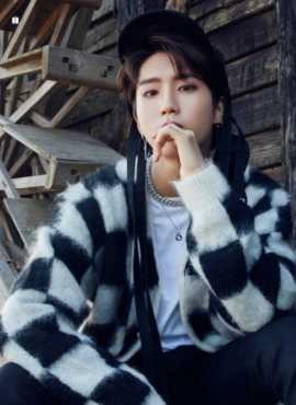 White Checkerboard Mohair Cardigan | Jisung - Stray Kids