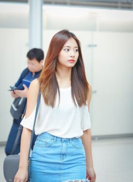 Light Blue Zip-Up Mini Skirt | Tzuyu - Twice