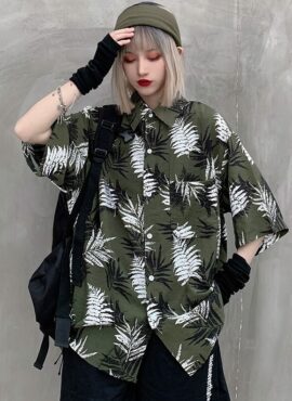 Olive Green Oversized Summer Shirt | MJ - Astro