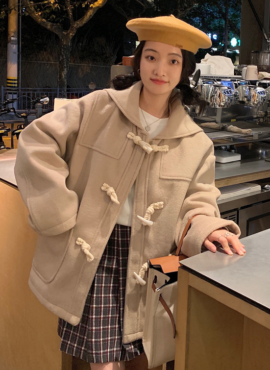 Beige Horn Buckle Woolen Coat  | Miyeon - (G)I-DLE