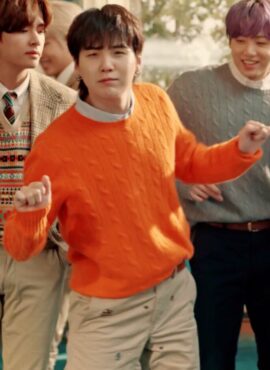 Orange Knot-Patterned Sweater | Suga – BTS