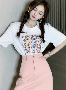 White Dinosaur Star T-Shirt | Sihyeon - Everglow