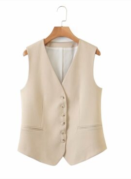 Beige Suit Vest | Joy - Red Velvet