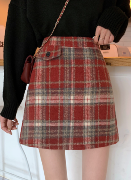 Red Plaid A-Line Skirt | Choerry - Loona