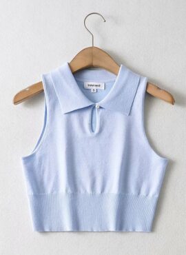 Blue Sleeveless Knitted Top | E:U - Everglow