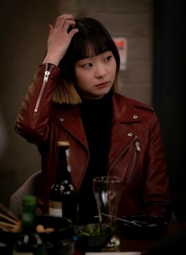 Red Leather Zipper Jacket | Jo Yi So - Itaewon Class