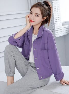 Lilac Denim Short Jacket | Choerry - Loona