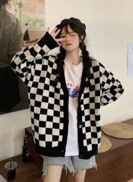 Black And White Checkerboard Cardigan | Yugyeom - GOT7