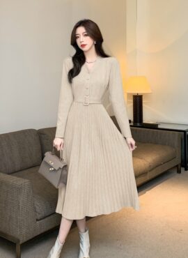 Beige Belted Dress | Seohyun - Girls Generation