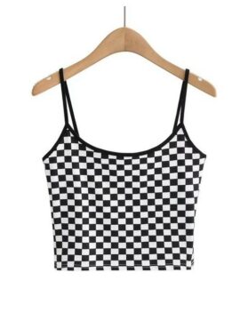 Black And White Checkered Crop Top | Miyeon - (G)I-DLE