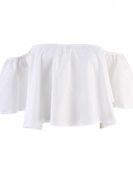 White Off Shoulder Crop Top | Chung Ha