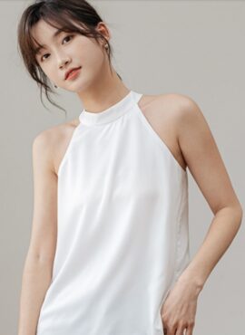 White Classic Halter Top | Solar - Mamamoo